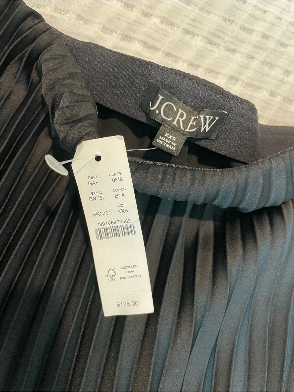 J. Crew Black Pleated Midi Skirt